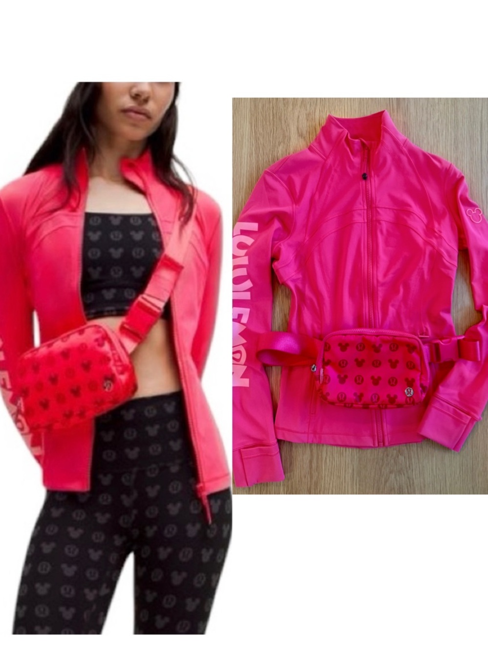 lululemon athletica SET Disney Define Jacket + Mickey Icon Belt Bag pink